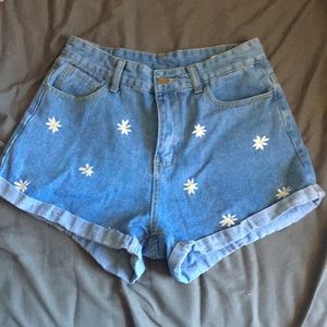 jean shorts with flowers